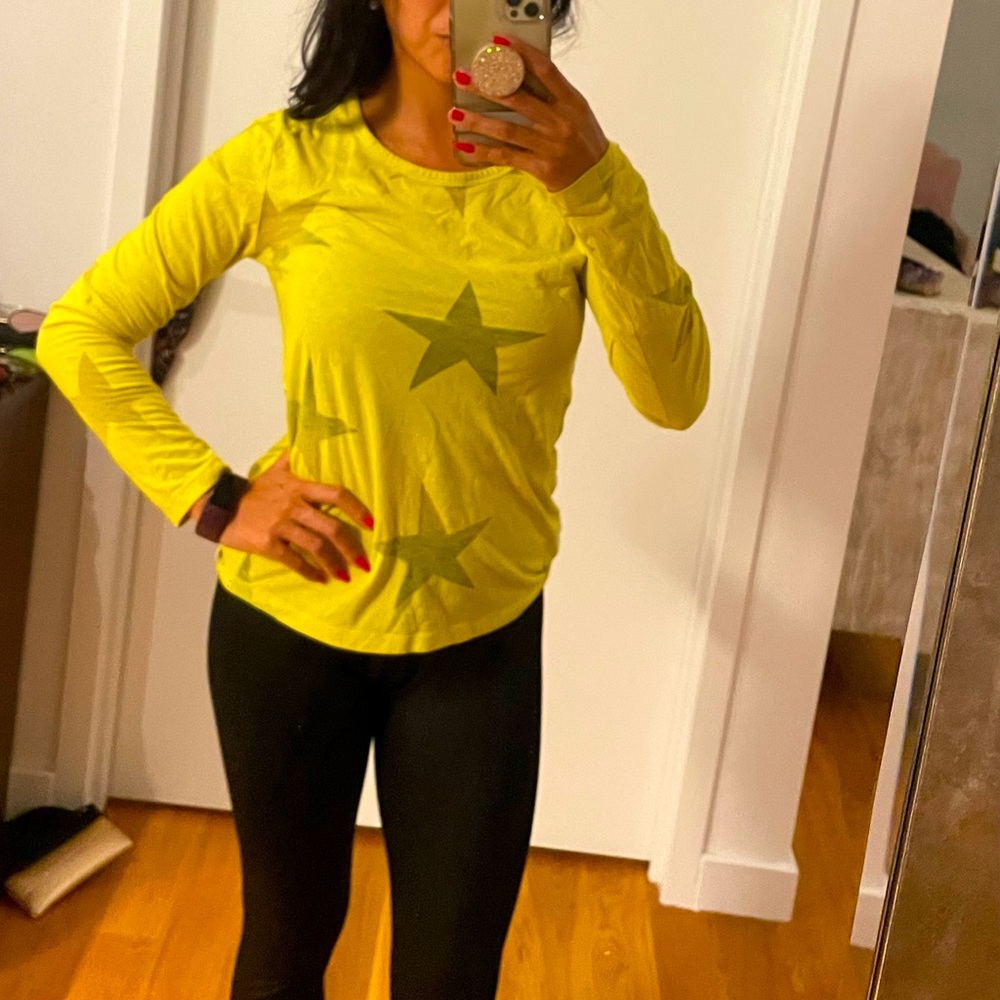 Lime Colored Star Cutout Long Sleeved Tee